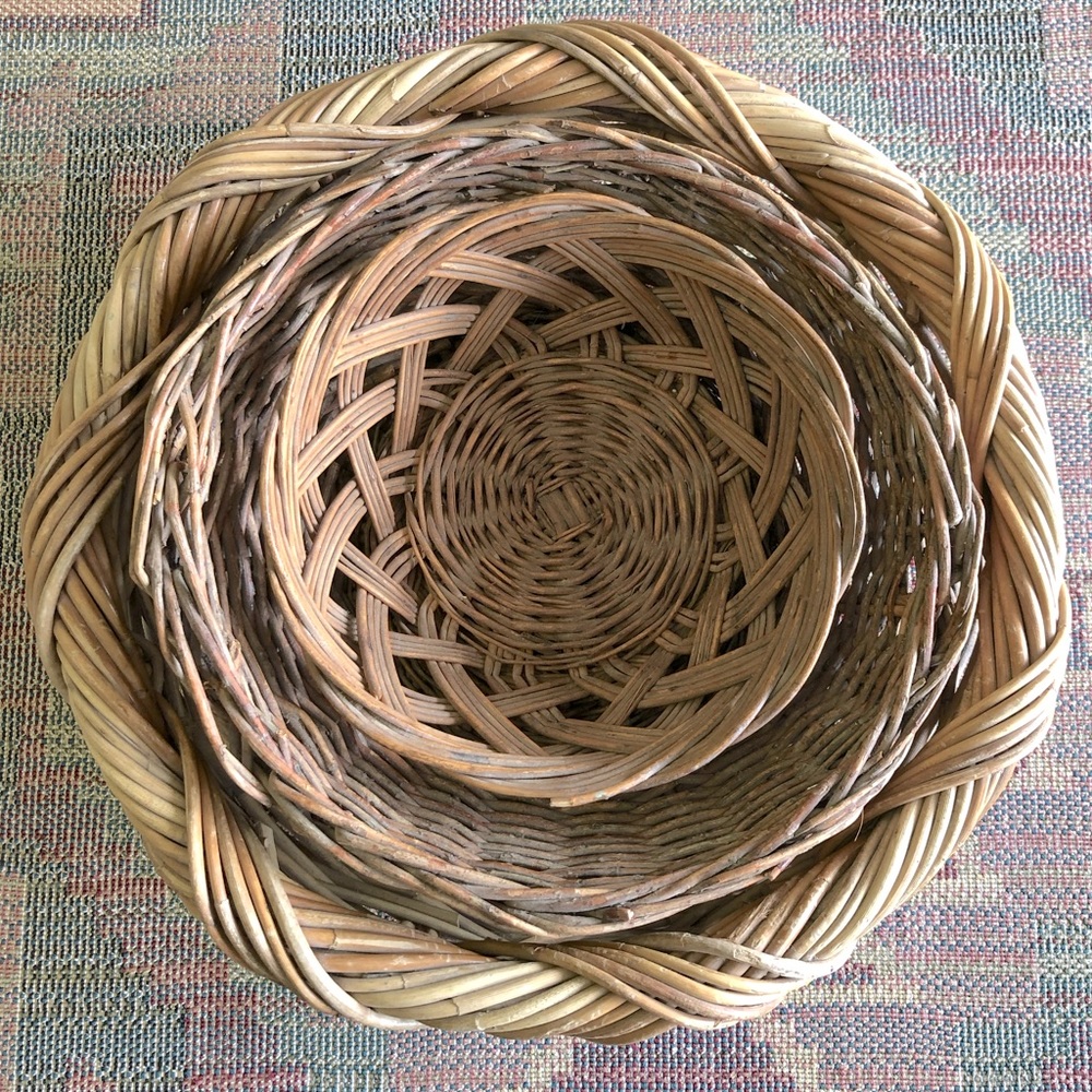 3 large vintage farmhouse baskets rustic boho